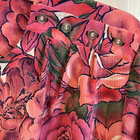 Jeri Marque Women’s (10) Pink Floral Vintage 80’s 90’s Pullover Buttons Top - Picture 5 of 6